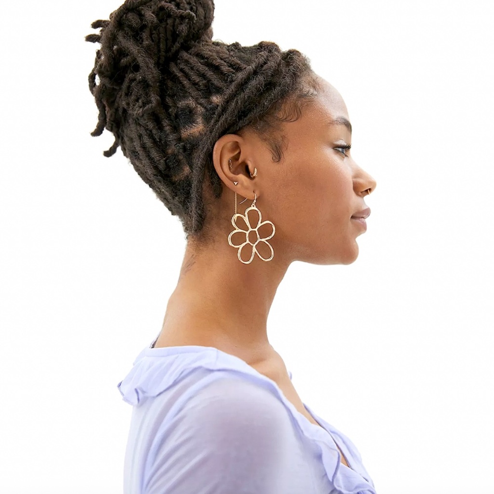 Urban Outfitters Emmy Statement Flower Earring, Silver Tone